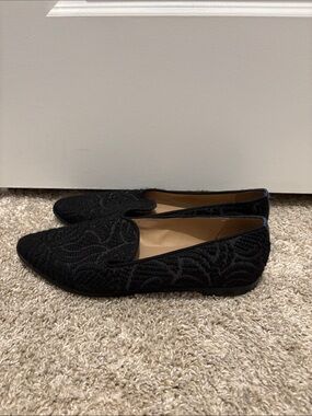 KMB Black Quilted Pointed Toe Women's Flats